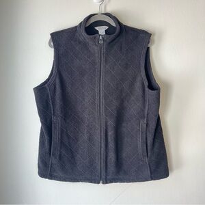 Northern Reflections Charcoal Fleece Zip Vest L Warm Quilted Soft Cozy Layer